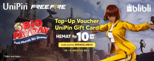 Promo Diskon Rp 10.000 Voucher UniPin di Big Pay Day Agustus Blibli